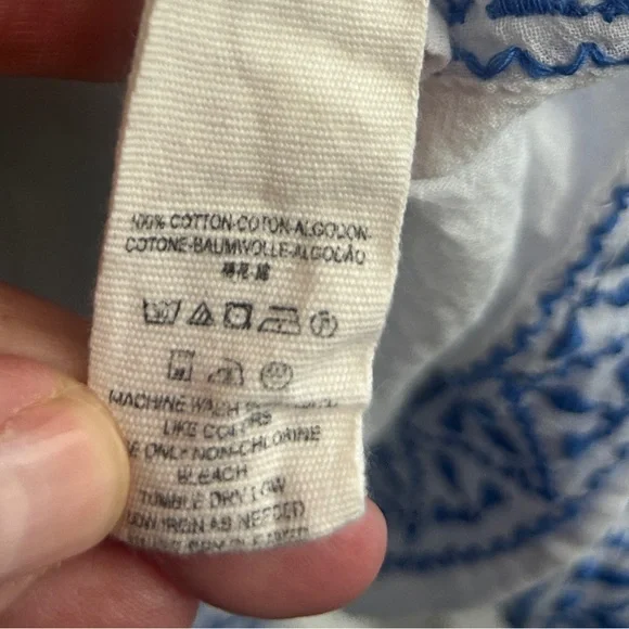 Free People White and Blue Embroidered Blouse - Picture 9 of 12